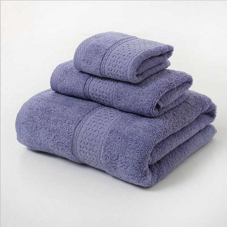 Pure Cotton Plain Broken Covers Long-staple Three-piece Suit Bath Towel - One Red Hill